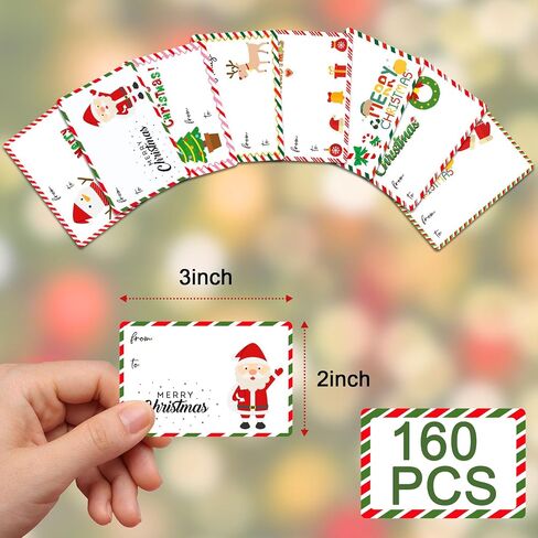 160 Pcs Christmas Gift Tags Stickers,(3"×2" Christmas Tags for Gifts Christmas Labels Christmas Labels Stickers for Gifts Stickers Suitable for Christmas Holidays Christmas Name Tags in Kuwait