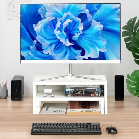 FurnitureR Monitor Stand Riser for Desk 2 Pack, Computer Riser Monitor Stand, Monitor Riser Stand MDF for Monitors/Laptop/PC, White in Kuwait