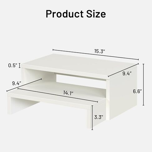 FurnitureR Monitor Stand Riser for Desk 2 Pack, Computer Riser Monitor Stand, Monitor Riser Stand MDF for Monitors/Laptop/PC, White in Kuwait