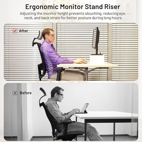 FurnitureR Monitor Stand Riser for Desk 2 Pack, Computer Riser Monitor Stand, Monitor Riser Stand MDF for Monitors/Laptop/PC, White in Kuwait