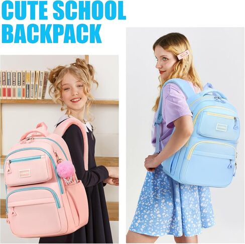 MOONBABY Girls Backpack for School Kawaii Book Bag for Kids Teens Adult Pink (with Furry Decoration) in Kuwait