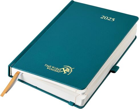 POPRUN 2025 Daily Planner One Page Per Day Even Weekends A5 Size (5.5" x 8.5") - 2025 Daily Calendar Hourly Appointment Book with Pocket, Monthly Tabs, Pen Holder, Hardcover - Pacific Green in Saudi Arabia