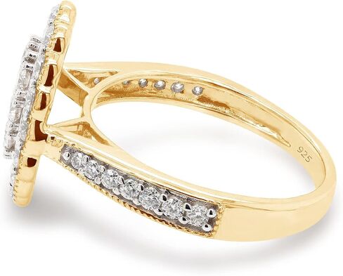 SAVEARTH DIAMONDS 1 Carat Round Cut Lab Created Moissanite Diamond Milgrain Cluster Engagement Ring For Women In 14K Gold Over Sterling Silver (E-F Color, VVS1 Clarity, 1 Cttw) in Saudi Arabia