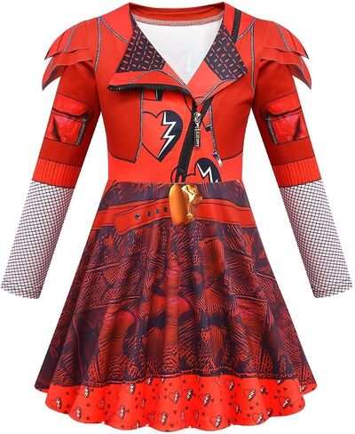 Kids Rise Red Costume Girls Zipper Jacket Long Sleeve Princess Dress Birthday Halloween Dress up Outfit in Kuwait