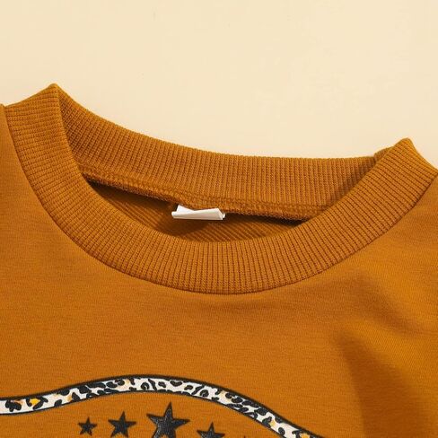 Hnyenmcko Toddler Western Baby Girl Clothes Bell Bottom Outfits Long Sleeve Cowgirl Sweatshirt + Cow Print Pants Fall Outfit in Kuwait