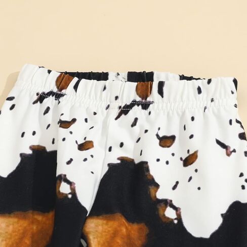 Hnyenmcko Toddler Western Baby Girl Clothes Bell Bottom Outfits Long Sleeve Cowgirl Sweatshirt + Cow Print Pants Fall Outfit in Kuwait