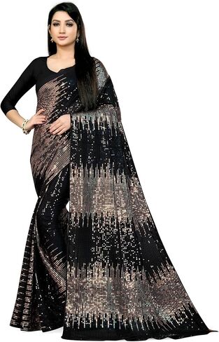 MOHIT CREATIONS Latest Partywear Elegant Georgette Embroidery Sequences Saree With Blouse Piece in Kuwait