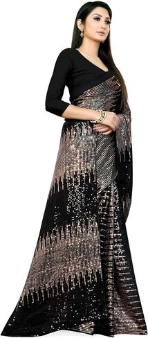 MOHIT CREATIONS Latest Partywear Elegant Georgette Embroidery Sequences Saree With Blouse Piece in Kuwait