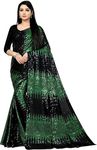 MOHIT CREATIONS Latest Partywear Elegant Georgette Embroidery Sequences Saree With Blouse Piece in Kuwait