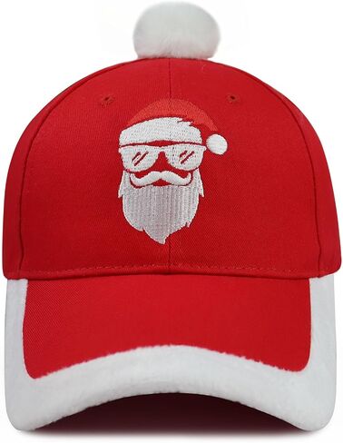 قبعات عيد الميلاد للرجال والنساء، قبعة بيسبول سانتا المطرزة المضحكة القابلة للتعديل in Kuwait
