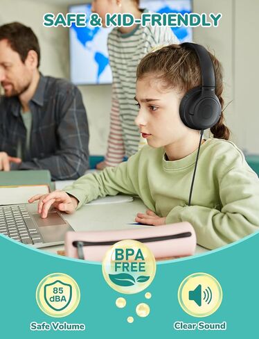 iClever Kids Headphones for School K-12, 85dBA Safe Volume, Tangle Free, 3.5mm Jack, HD Stereo, Swivel Folable Kids Headphones with Cord for Classroom/Student/Tablets/Laptop, Bulk 5Pack in Saudi Arabia