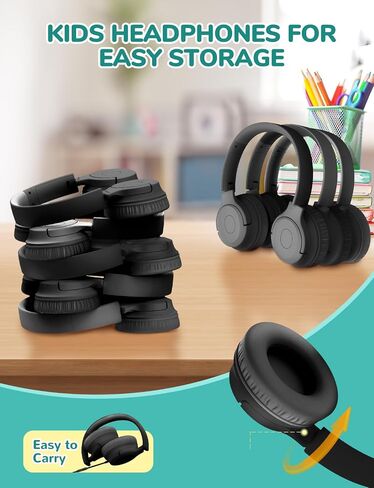 iClever Kids Headphones for School K-12, 85dBA Safe Volume, Tangle Free, 3.5mm Jack, HD Stereo, Swivel Folable Kids Headphones with Cord for Classroom/Student/Tablets/Laptop, Bulk 5Pack in Saudi Arabia