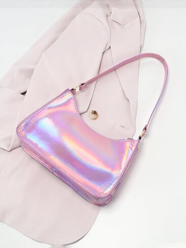 OYOANGLE Women's Cute Y2K Holographic Hobo Tote Handbag Small Clutch Purse with Zipper in Saudi Arabia