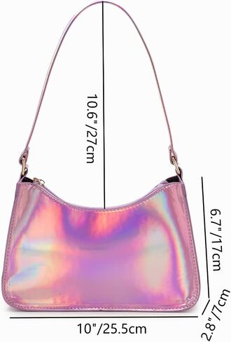 OYOANGLE Women's Cute Y2K Holographic Hobo Tote Handbag Small Clutch Purse with Zipper in Saudi Arabia