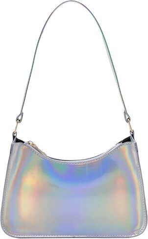 OYOANGLE Women's Cute Y2K Holographic Hobo Tote Handbag Small Clutch Purse with Zipper in Saudi Arabia