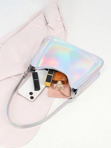 OYOANGLE Women's Cute Y2K Holographic Hobo Tote Handbag Small Clutch Purse with Zipper in Saudi Arabia