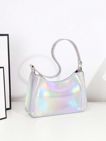 OYOANGLE Women's Cute Y2K Holographic Hobo Tote Handbag Small Clutch Purse with Zipper in Saudi Arabia