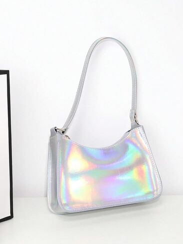 OYOANGLE Women's Cute Y2K Holographic Hobo Tote Handbag Small Clutch Purse with Zipper in Saudi Arabia