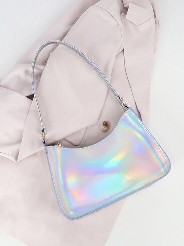 OYOANGLE Women's Cute Y2K Holographic Hobo Tote Handbag Small Clutch Purse with Zipper in Saudi Arabia