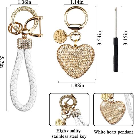 Heart Keychain Wristlet Bling Keychains For Women Girls Key Chain For Car Keys Purse Charms Handbag Backpack Accessories in Kuwait