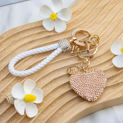 Heart Keychain Wristlet Bling Keychains For Women Girls Key Chain For Car Keys Purse Charms Handbag Backpack Accessories in Kuwait