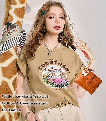 Wallet Keychain Wristlet for Women Card Holder with Bracelet and Cute Key Chains Accessories Girl Small Wallets in Saudi Arabia