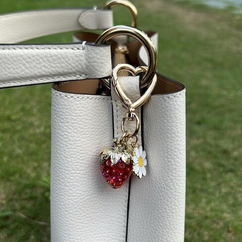 Cute Strawberry Keychain Bag Purse Charms Heart Flower Keychain Accessories for Girls Women Gift in Saudi Arabia