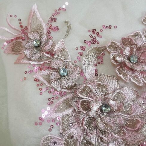 Embroidery Three-Dimensional Pattern Sequin Nail Bead Water Drill Cloth Stick Lace Pattern Handmade DIY Decal Clothing Decoration Accessories (Light Green) in Saudi Arabia