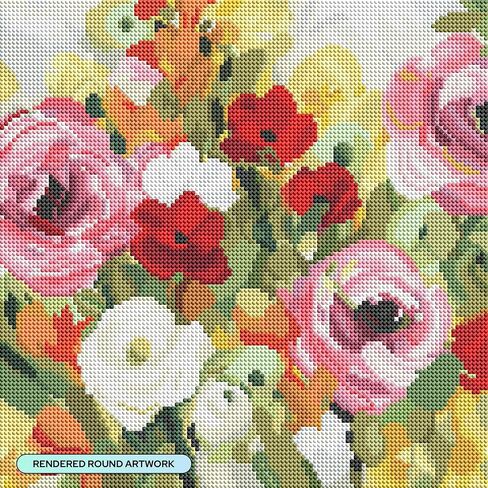 مجموعة الرسم الماسي من DIAMOND ART CLUB Lea's Garden، حرف يدوية ممتعة للبالغين، قماش فني ماسي دائري للمبتدئين، 13 بوصة × 13 بوصة (33 سم × 33 سم) in Kuwait