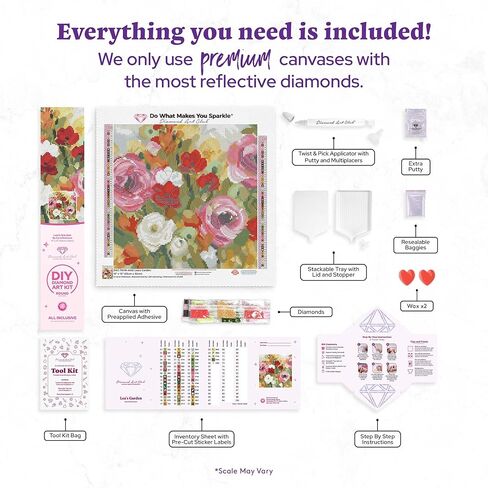 مجموعة الرسم الماسي من DIAMOND ART CLUB Lea's Garden، حرف يدوية ممتعة للبالغين، قماش فني ماسي دائري للمبتدئين، 13 بوصة × 13 بوصة (33 سم × 33 سم) in Kuwait