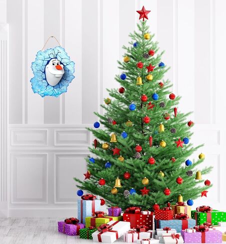 Christmas Snowman Olaf Door Sign Winter Snowman Door Hanger Christmas Wreath for Front Door Christmas Decorations Outdoor Christmas Door Decorations Christmas Home Decor in Saudi Arabia