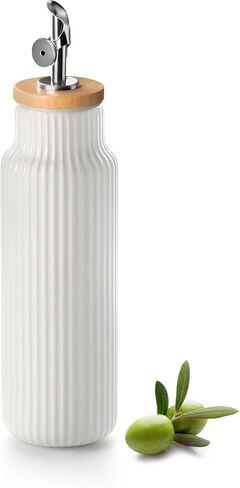 Nucookery Ceramic Olive Oil Dispenser Bottle for Kitchen, 14 oz Opaque Oil and Vinegar Dispenser Bottle, Large Capacity Cooking Oil Container for Storage Oil, Vinegar, Soy Sauce, Coffee Syrup, White in Kuwait
