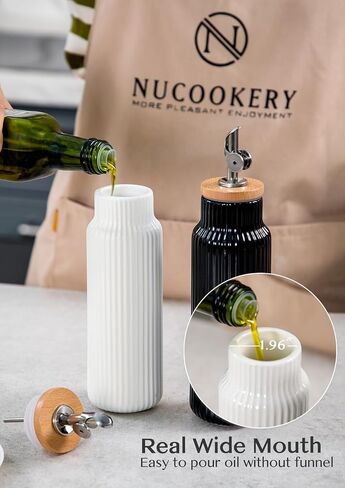 Nucookery Ceramic Olive Oil Dispenser Bottle for Kitchen, 14 oz Opaque Oil and Vinegar Dispenser Bottle, Large Capacity Cooking Oil Container for Storage Oil, Vinegar, Soy Sauce, Coffee Syrup, White in Kuwait