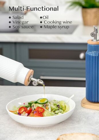 Nucookery Ceramic Olive Oil Dispenser Bottle for Kitchen, 14 oz Opaque Oil and Vinegar Dispenser Bottle, Large Capacity Cooking Oil Container for Storage Oil, Vinegar, Soy Sauce, Coffee Syrup, White in Kuwait