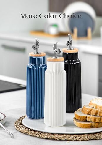 Nucookery Ceramic Olive Oil Dispenser Bottle for Kitchen, 14 oz Opaque Oil and Vinegar Dispenser Bottle, Large Capacity Cooking Oil Container for Storage Oil, Vinegar, Soy Sauce, Coffee Syrup, White in Kuwait