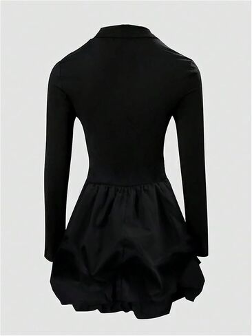 MakeMeChic Women's Long Sleeve Mock Neck Mini Dress Ruffle Hem A Line Short Dresses in Kuwait