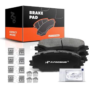 A-Premium Front Ceramic Disc Brake Pads Set Compatible with Select Toyota, Lexus, Scion and Pontiac Models - Corolla, Matrix, Prius V, RAV4, HS250h, xD, xB, Vibe, with Hardware, 4 Pcs