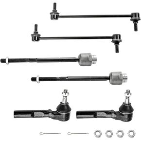 Motorman 6pcs (2) ES800086+(2) EV80988+(2) K80252 Front Inner&Outer Tie Rod End,Sway Bar End Link for 2004-2012 MALIBU,2005-2010 G6,2007-2009 AURA
