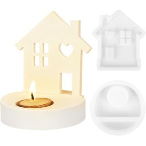 DIY House Candle Molds- House Candlestick Soap Mold - Light Stand 3D Silicone Candle Mold - for Candle Making, Birthday, Valentine's Day, Wedding, Party Decor