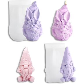 2 Pcs Christmas Candle Mold Christmas Elf Silicone Mold Christams Day Dwarf 3D Candle Molds for Candle Making DIY Epoxy Resin Sililcone Mold Candle Soap Home Art Craft Decor