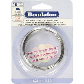 Beadalon 180S-118 18-Gauge Stainless Steel Half Round Bright Wire for Jewelry Making, 5.25m