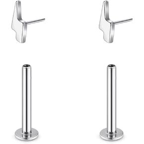 1 Pairs G23 Titanium 20G/18G/16G Press Fit Threadless Push Pop Top 4mm Flat Back Piercing Lip Stud Earring Labret Monroe Lip Ring Tragus Cartilage Bar Lehgth 6mm-12mm in Kuwait