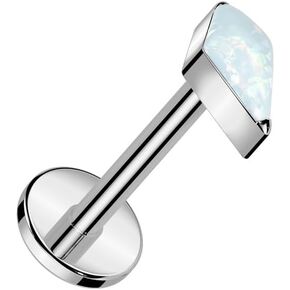 Pierced Owl 18GA ASTM F-136 Implant Grade Titanium Threadless Push-In Diamond Shaped Synthetic Opal Flat Back Stud