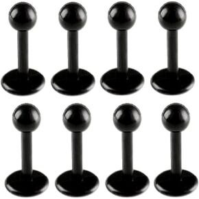 16g 16 gauge 1.2mm 1/4 Inch 6mm Flexible Acrylic Lip Bar Labret Ball Ring Monroe Ear Tragus Stud 8Pcs