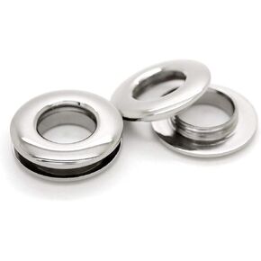 CRAFTMEMORE 7/16" (11mm) Hole Metal Screw Rings Eyelets Grommet Quality Round Polished Purse Replacements Easy Installation Pack of 4 SCET (Silver)