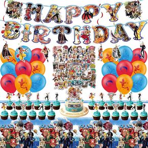 98pcs Anime Birthday Party Supplies, Party Decorations Include Stickers, Birthday Banner, Cake Toppers, Tablecloth, Latex Balloons for Kids