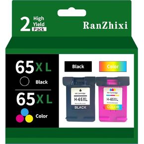 خراطيش حبر سوداء وألوان مجمعة حبر مُعاد تصنيعه 65 65 XL متوافق مع HP DeskJet 3755 3772 3700 3752 3722 2622 2600 Series Envy 5055 5000 5070 5052 Printer (1 أسود، 1 لون)