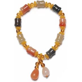 Pingyongchang Multi-colored pumpkin beads natural stone beads for women's elastic bracelet, bamboo bead bracelet