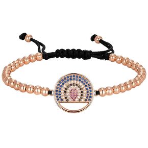 OUXi Evil Eye Beaded Bracelets,Blue Eye Hamsa Hand Palm Protection Bracelet,Silver Adjustable Braided String Beads Handmade Bracelet for Women Men Teen Girls