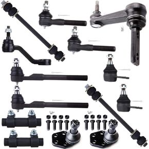 SCITOO 14pcs RWD Front Suspension Kit Inner Outer Tie Rod End Adjusting Sleeve Sway Bar Link Lower Upper Ball Joint Pitman Arm Idler Arm Fit 2000-2002 For Dodge Ram 2500 Ram 3500